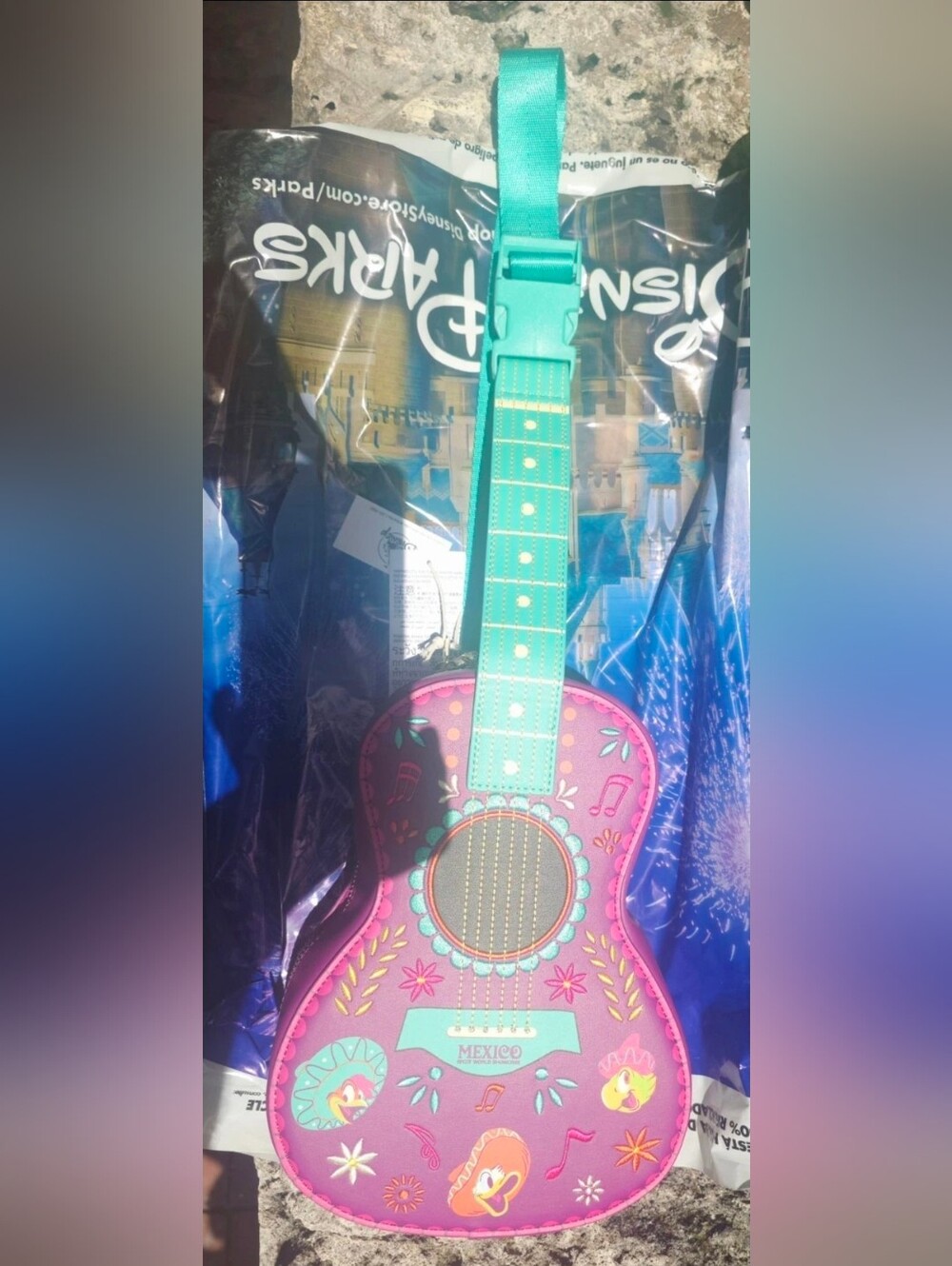 Disney Parks Three Caballeros Guitar-Shaped Loungefly Bag